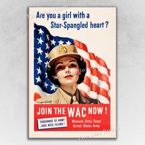 1943 “Join the WAC Now!” WW2 Historic Women&#39;s Recruiting War Poster