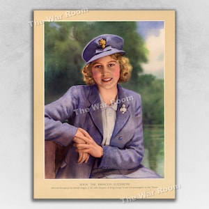 1940s H.R.H. The Princess Queen Elizabeth - WW2 Era British War Poster