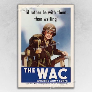 1943 Enlist in the WAC - Women&#39;s Army Corps - WW2 Era Women&#39;s Army Recruiting Poster