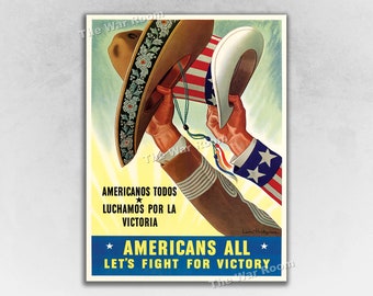 Americans All - Fight For Victory! Mexican American World War 2 Poster