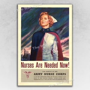 Army Nurse Corps 1944 Vintage Style WWII Nursing Poster