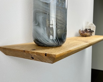 Floating solid wood wall shelf Swiss edge with hidden bracket Lengths from 40 cm - 150 cm Handmade - in various colors