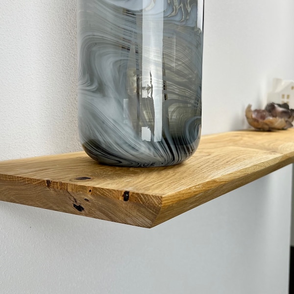 Floating solid wood wall shelf Swiss edge with hidden bracket Lengths from 40 cm - 100 cm Handmade - in different colors