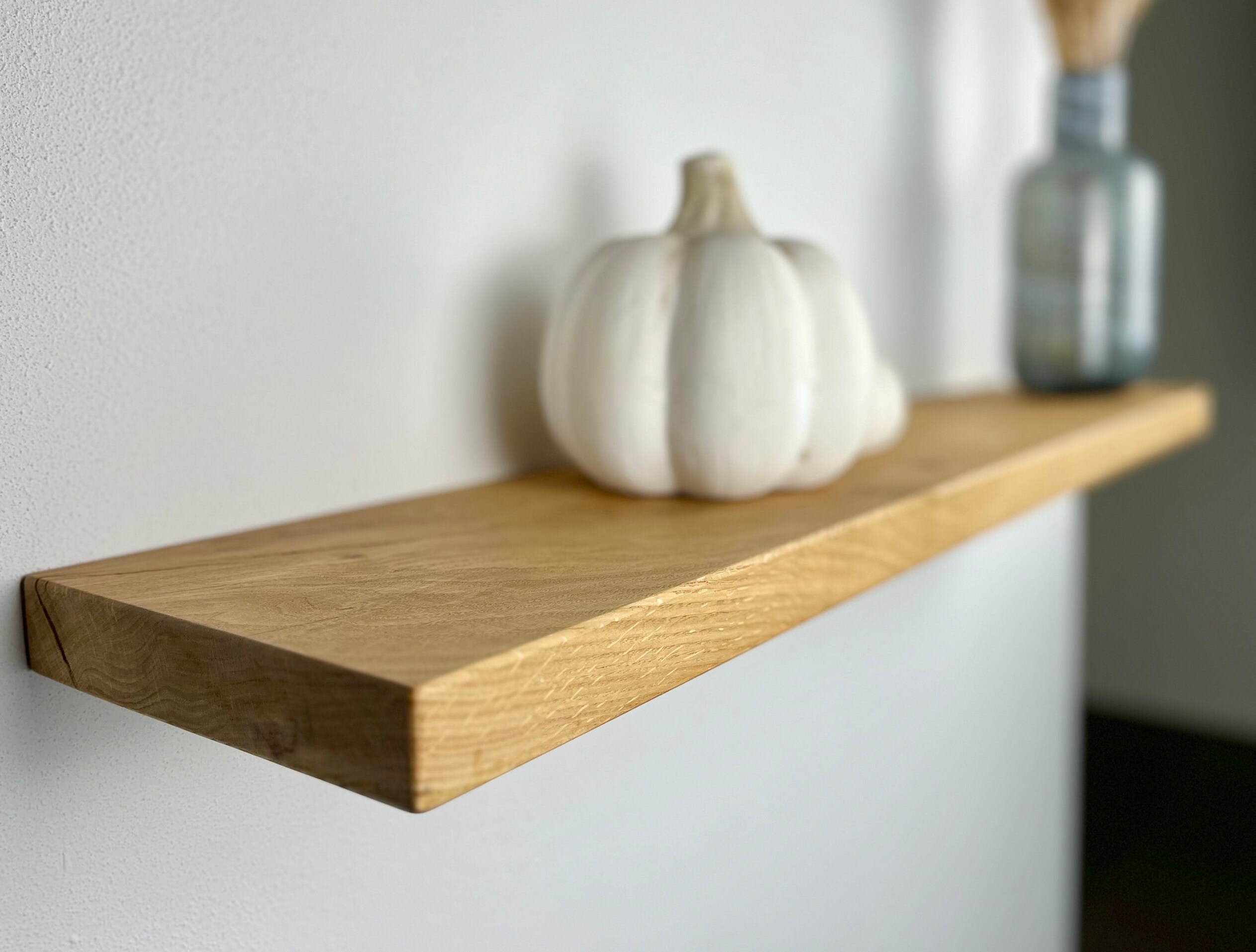 Floating Solid Wood Wall Shelf With Hidden Bracket Depths From 12 Cm to