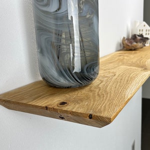 Floating solid wood wall shelf Swiss edge with hidden bracket Lengths from 40 cm 150 cm Handmade in various colors image 4