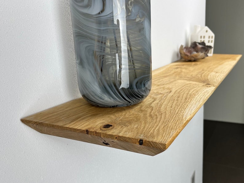 Floating solid wood wall shelf Swiss edge with hidden bracket Lengths from 40 cm 150 cm Handmade in various colors image 4