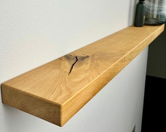 Zwevende massief houten wandplank met verborgen beugel Diepten - 12, 15 en 20 cm - Lengtes van 40 cm - 100 cm Handgemaakt - meer kleuren