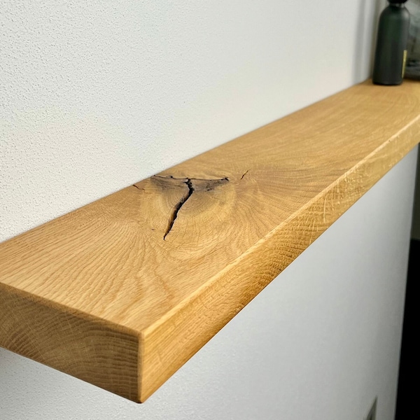 Floating solid wood wall shelf with hidden bracket Depths - 12, 15 and 20 cm - Lengths from 40 cm - 100 cm Handmade - more colors