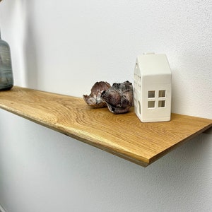 Floating solid wood wall shelf Swiss edge with hidden bracket Lengths from 40 cm 150 cm Handmade in various colors image 3