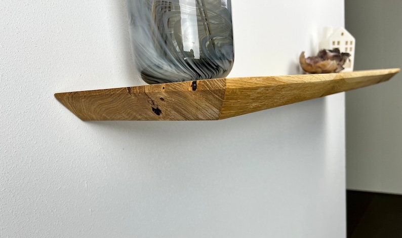 Floating solid wood wall shelf Swiss edge with hidden bracket Lengths from 40 cm 150 cm Handmade in various colors image 2