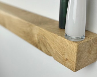 Floating solid wood beam wall shelf with hidden bracket Lengths from 40 cm-100 cm Handmade - in different colors - wild oak