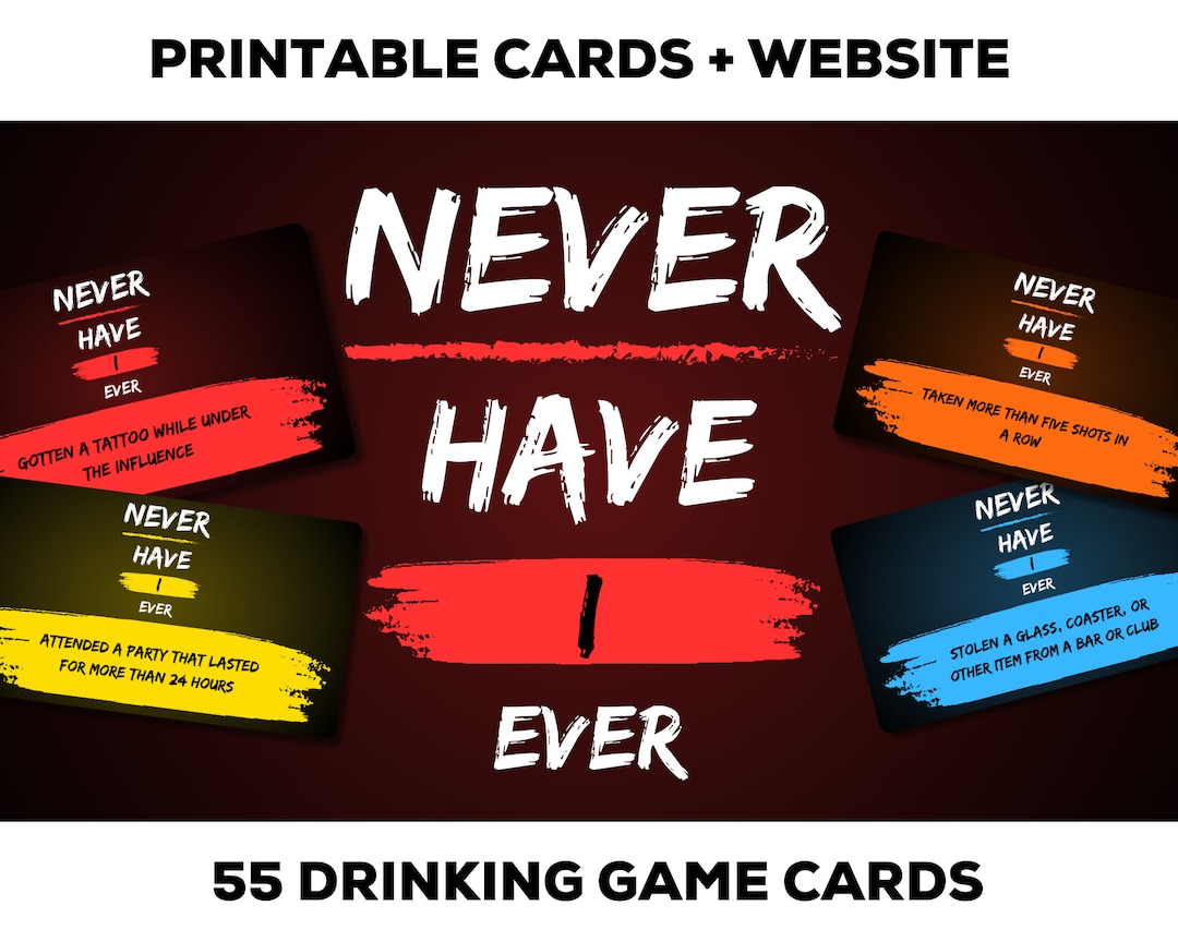 Never Have I Ever | Drinking Game | Printable Game | Party Game | Web