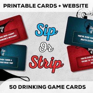 Sip Or Strip / Juego de beber / Juego imprimible / Juego de fiesta / Juego web / Despedida de soltera