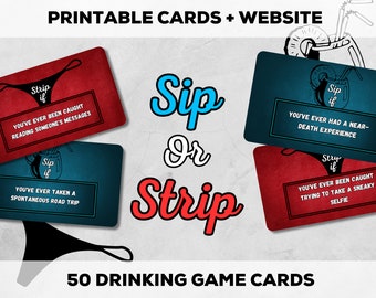 Sip Or Strip | Drinking Game | Printable Game | Party Game | Web Game | Bachelorette Party