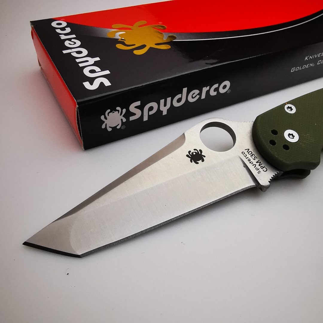 Knife SPYDERCO Pocket Knife CPM S30V Tanto Blade Golden - Etsy