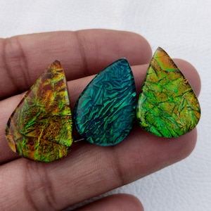 3Pcs Dichroic Glass Cabochons Pear Shape Dichroic Glass Rare Flash Stone Limited Stone Available For Making Jewelry Doublets Loose Gemstone