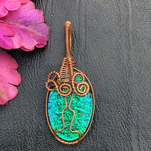 Dichroic Glass Pendant Copper Wire Wrapped Pendant Doublets Jewelry Handmade Pendant Copper Jewelry Dichroic Gemstone Pendant Gift for Her