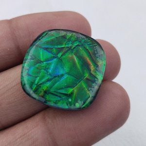 Green Dichroic Glass Cabochon Cousin Shape Dichroic Glass Flash Stone Limited Stone Available For Making Jewelry Doublets Loose Gemstone