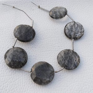 A ONE Quality Natural Black Faceted Rutile Round Shape Gemstone  Beads &quot;6&quot; Inches Black Rutile Gemstone Beads 84Ctrs Black Rutile  Necklace