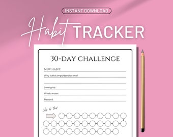 Rastreador de hábitos mensual, rastreador de hábitos imprimible, descarga del rastreador de hábitos, rastreador de hábitos, rastreador de hábitos de 30 días, rastreador de objetivos, hoja de hábitos