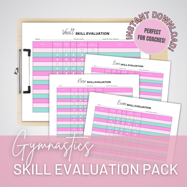 Gymnastics Skill Sheet Etsy