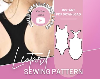 Patrón de costura de leotardo, patrón de leotardo racerback, patrón de leotardo, patrón de leotardo que mejor se ajusta, patrón de leotardo de gimnasia, leotardo de bricolaje