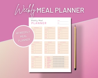 Plantilla de preparación de comidas, preparación de comidas, planificador de preparación de comidas, preparación de comidas semanal imprimible, planificador de comidas semanal imprimible, planificador de comidas minimalista