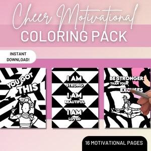 Cheer motivational coloring pages, cheer motivational coloring pack, cheer coloring pages, cheer motivational quotes