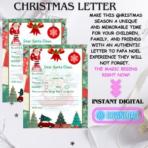 Carta a Papá Noel y lista de deseos navideños imprimibles para niños