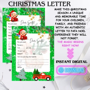 Lista de deseos de Papá Noel para niños: formulario de solicitud de regalo de Navidad imprimible