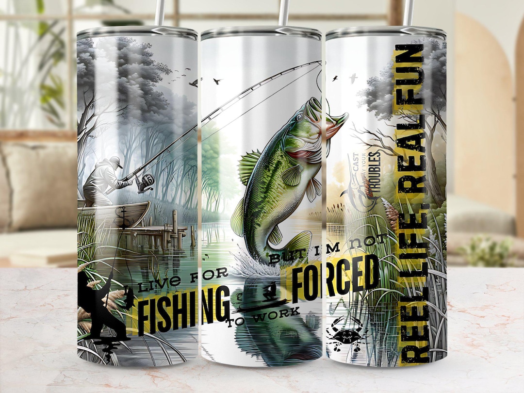 Fishing Themed 20oz Skinny Tumbler Wrap Design for Sublimation, Digital ...