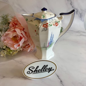 Vintage Shelley coffee pot , Garden Scene, Queen Anne Shape