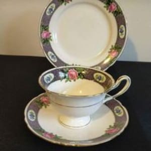 SHELLEY Bone China Teacup, Saucer and Plate set (Trio) - Sandon Pattern