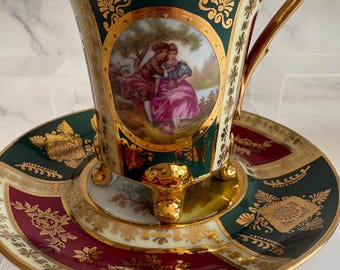 Adler DW Karlsbader Gold Filigree Hermosa taza, platillo y plato