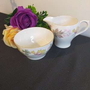 Shelley Columbine pattern creamer and bowl Shelley vintage jug and bowl c1950 art deco jug and bowl