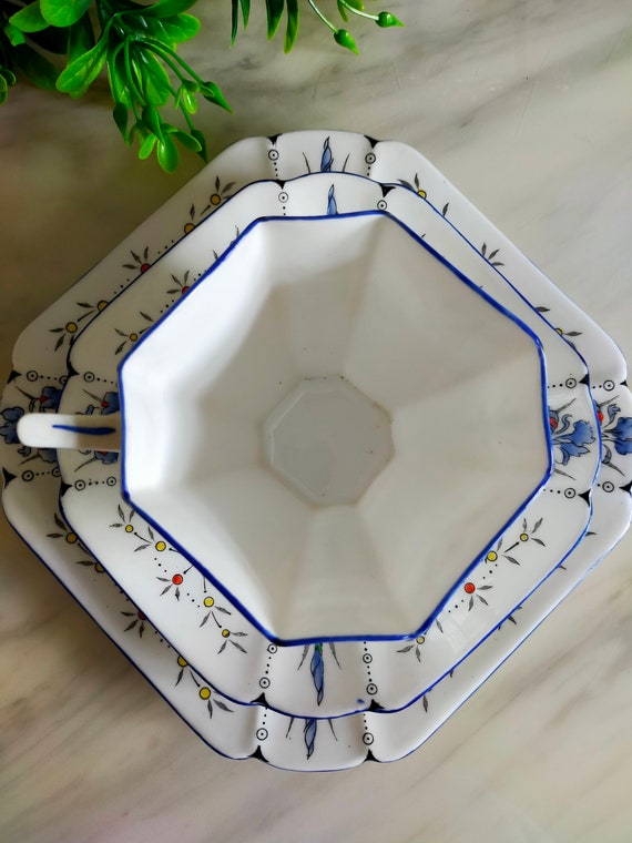 Shelley Blue Iris Teaset: Queen Anne Trio, Jug, Cake Plate - Etsy