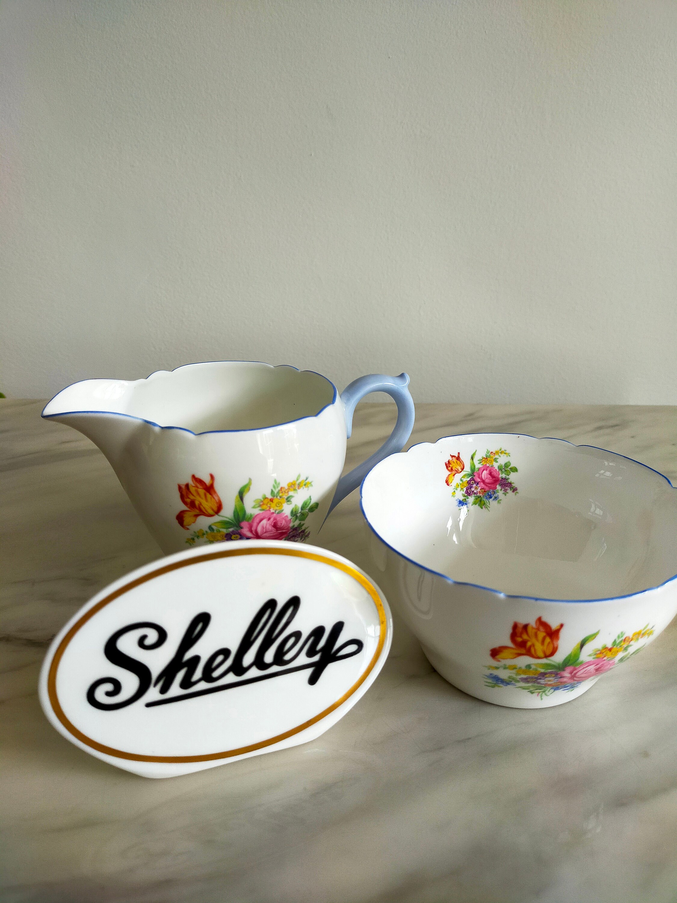 ヴィンテージ シェリー チューリップ クリーマー＆ボウルセット、1930 