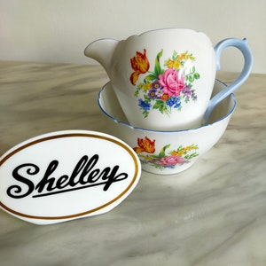 Shelley David Tulip creamer and jug c.1930 vintage jug and bowl vintage floral jug and bowl