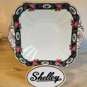ヴィンテージ シェリー ケーキプレート：ワイルドフラワー柄