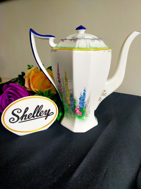 Shelley シェリー ブルーアイリス コーヒーポット アンティーク