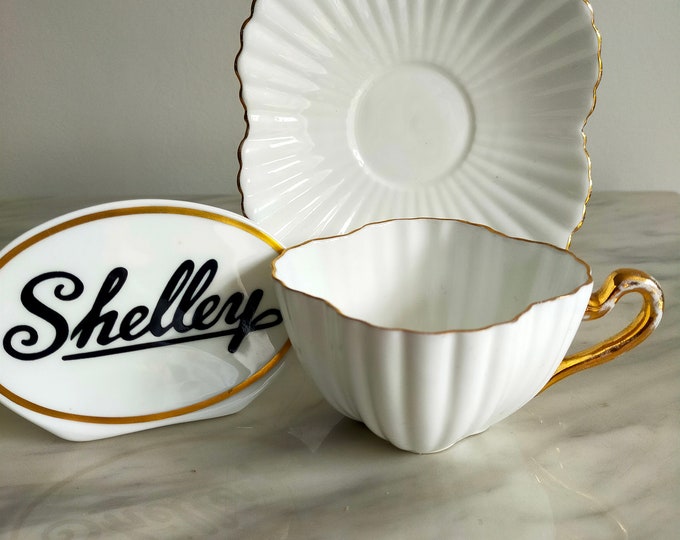 Wileman Foley Pre Shelley Cup and Saucer Alexandra Shape White Fluted ...