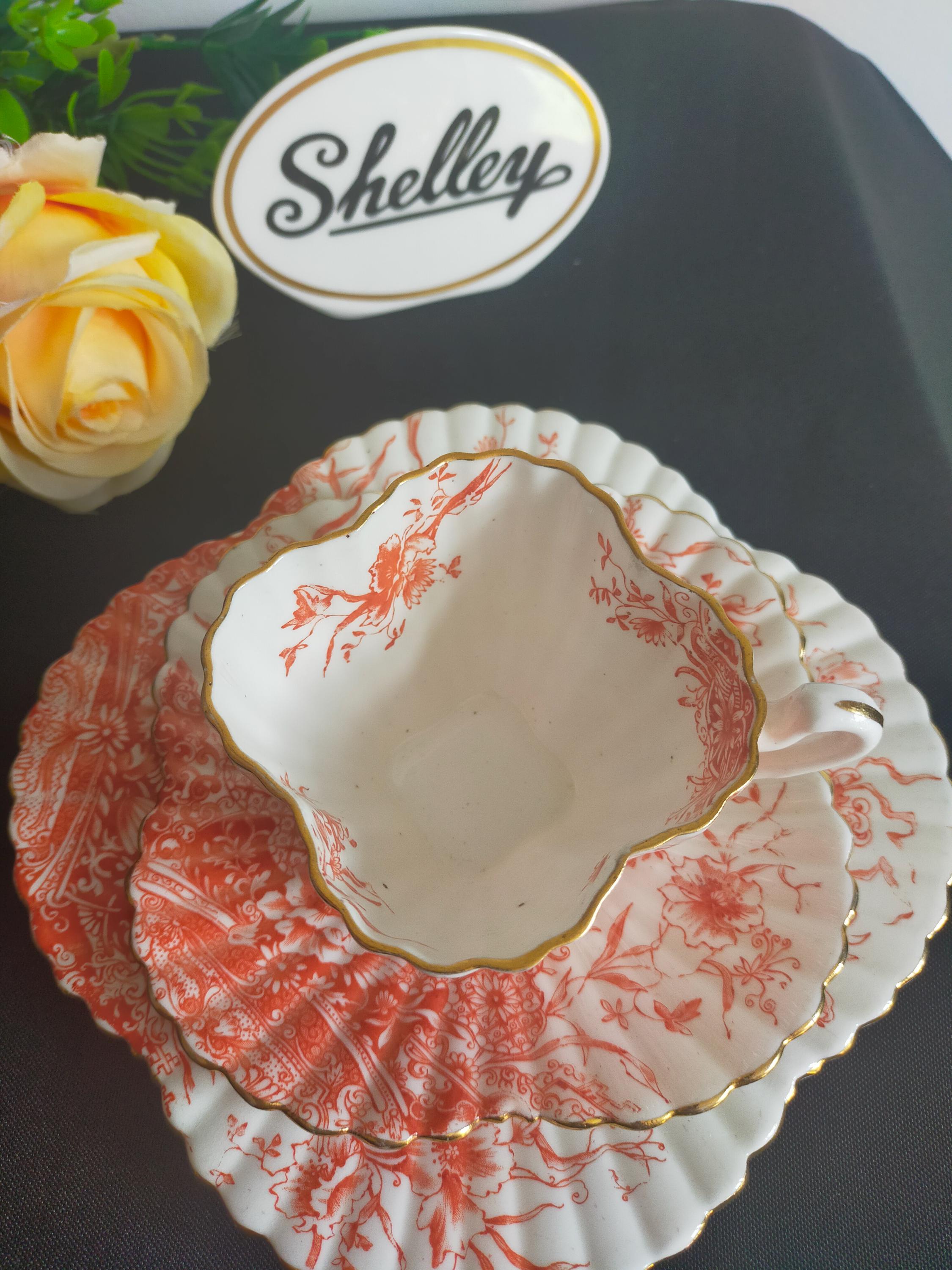 Wileman Foley Teacup Trio: Antique Alexandra Shape, Basket of Flowers ...