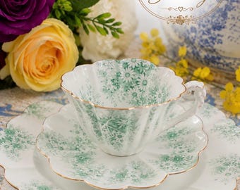 Rare Wileman Foley China Trio c1893, Pre Shelley Tea Cup Saucer Plate, Empire Shape, Pattern 5194, Antique English Bone China, Victorian Tea