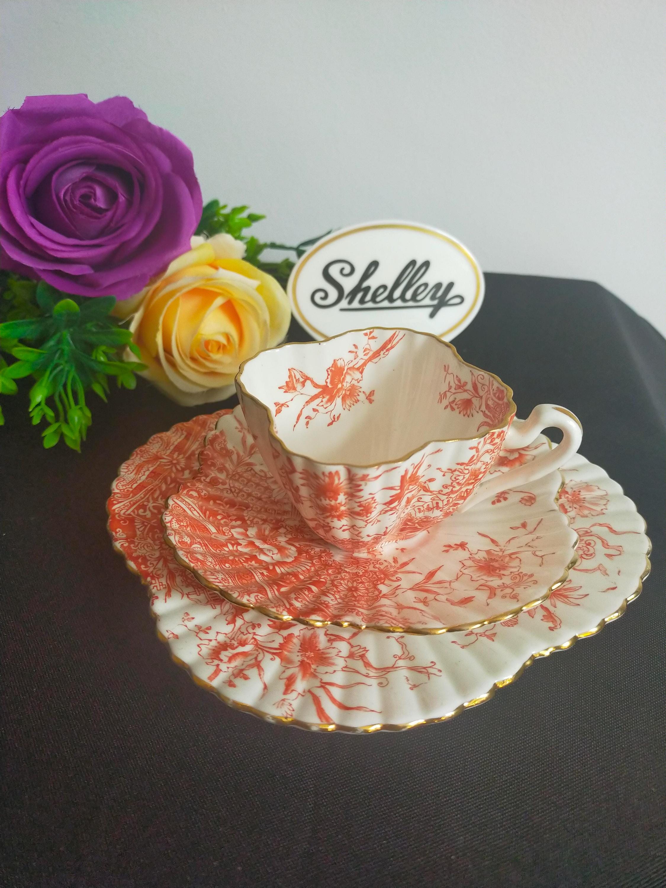 Wileman Foley Teacup Trio: Antique Alexandra Shape, Basket of Flowers ...