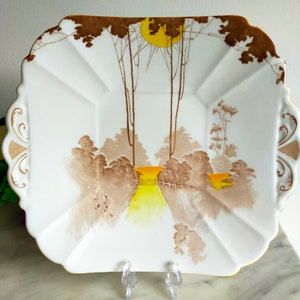 Vintage Shelley Cake Plate Tall trees pattern