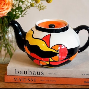 Vintage Ellgreave Pottery theepot met Mirage-patroon, groot formaat | Retro art deco keramische theepot | Kleurrijk verzamelobject