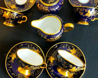 Alka Bavaria, Fine Kobalt, Bone China Teacup Saucer Plate Trio