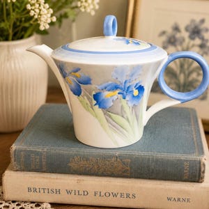 Shelley Blue Iris theepot 12384 Oxford theepot met bloemenmotief