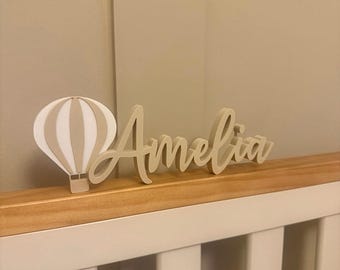 Personalised Hot Air Balloon Name Sign Shelf | Baby Child Nursery Themed Room Bedroom Decor