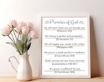 Rainbow Promises of God Printable, Christian Nursery Decor (Digital Download)